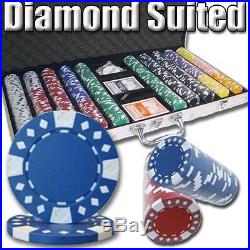 Diamond Suited Design 200 Count 12.5g Poker Chips in Round Wooden Carousel Case 
