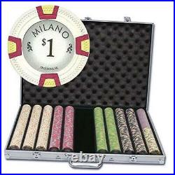 1,000 Ct Milano Poker Set 10g Casino Clay Chips with Aluminum Case, Playing