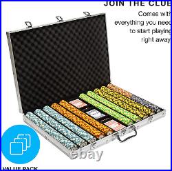 1,000 Ct Monte Carlo Poker Set 14G Clay Composite Chips with Aluminum Case, Pl