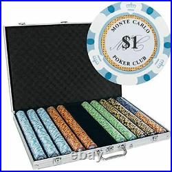 1,000 Ct Monte Carlo Poker Set 14g Clay Composite Chips with Aluminum Case
