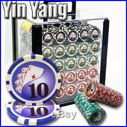 1,000 Yin Yang 13.5 Gram Casino Grade Clay Composite Poker Chips Acrylic Case