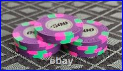 10 Paulson Classics Top Hat & Cane $500 Clay Poker Chips-Rare in this condition