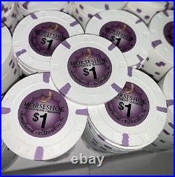 100 $1 White Paulson Top Hat And Cane Clay Casino Poker Chips. Brand New mint
