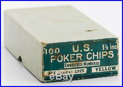 100 $25 clay US Poker Chips in original box 1.5 inch diameter