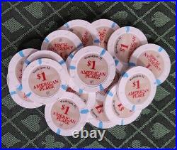 100 American Place Casino, IL. $1 Real Clay Casino Chips Paulson Very Near Mint