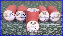 (100) BCC Fan of Cards $500.00 Real Clay Poker Chips New Not Paulson