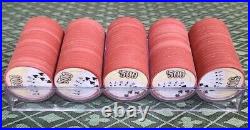 (100) BCC Fan of Cards $500.00 Real Clay Poker Chips New Not Paulson