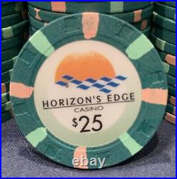 100 Green $25 Paulson Top Hat & Cane Clay Casino Poker Chips. Multiple Available