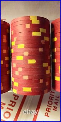 100 Jack Cincinnati $5 Real Clay Poker Chips Paulson Used VERY GOOD CONDITION