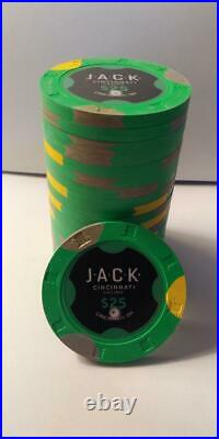 100 Jack Cincinnati Secondary $25 Real Clay Poker Chips Paulson REAL CASINO NEW