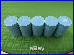 100 Light Blue Paulson Top Hat and Cane (LCV) Clay Poker Chips