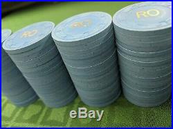 100 Light Blue Paulson Top Hat and Cane (LCV) Clay Poker Chips