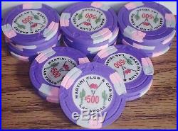 100 Paulson Martini Club & Casino $500 Clay Poker Chips Custom Made Unplayed