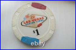 100 Paulson Top Hat & Cane $1 Clay Poker Chips8 gmsLas Vegas Casino LinesUsed