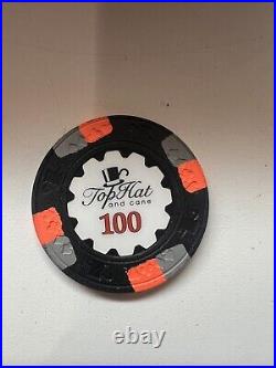 100 Paulson World Top Hat and Cane Authentic Clay Poker Chips 100$