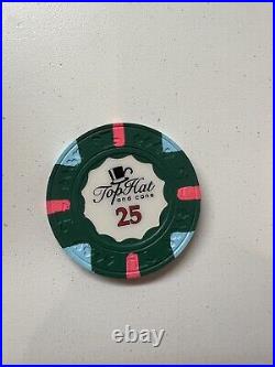 100 Paulson World Top Hat and Cane Authentic Clay Poker Chips 25$ Denomination