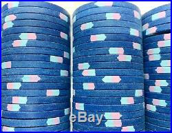 100 Vineyard Casino $1 Poker Chips + Acrylic Storage Rack Clay Top Hat & Cane