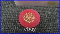 100 Vintage Paulson Top Hat Red Clay Poker Chips Starburst Both Sides withHolder
