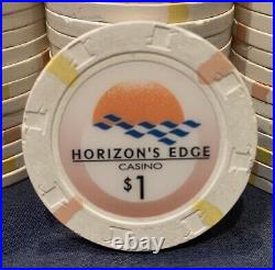100 White $1 Paulson Top Hat & Cane Clay Casino Poker Chips. Multiple Available