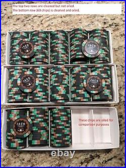 100 x Jack Cincinnati $100 Real Paulson Clay Poker Chips Reverse Hat Cane