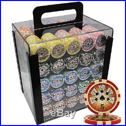 1000 14 G High Roller Clay Poker Chips Set Acrylic Case