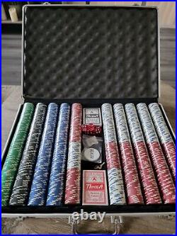 1000 Blackjack 11.5 Gram Clay Poker Chips Set with Aluminum Case Brand New