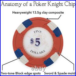 1000 Count Claysmith'Poker Knights' Poker Chips Set in Rolling Aluminum Case