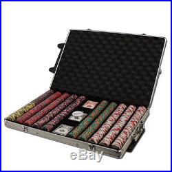 1000 Crown & Dice 14g Clay Poker Chips Set Rolling Aluminum Case Pick Chips