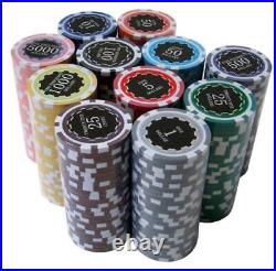 1000 Eclipse 14g Clay Poker Chips Set with Rolling Aluminum Case Pick Chips