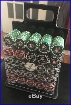 1000 Full Tilt Poker 12g Clay Chip Set WithAcrylic Carrying Case Handle NICE