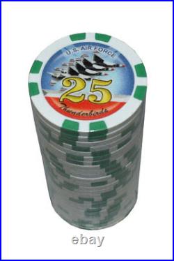 1000 Poker Green 25 Chips Thunderbird Clay Composite 11.5 gr GREAT DEAL