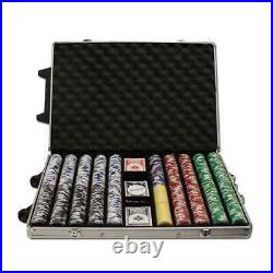 1000 Tournament Pro 11.5g Clay Poker Chips Set with Rolling Case Pick Chips