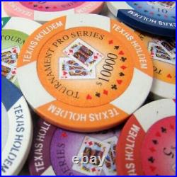 1000 Tournament Pro Poker Chips Set with Acrylic Case Pick Denominations