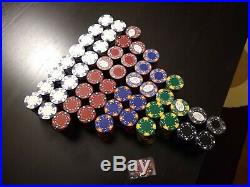 1000 set 14g Ace King Tri-Color Clay Suited Poker Casino Gambling Chips READ