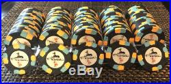 (105) Black Clay Pharaohs Paulson Poker Chips With Acrylic Chip Holder