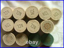 106 Vintage Poker Chips. Clay Please see pictures and list