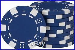 11.5 Gram Texas Hold'em Clay Poker Chip & Aluminum Case, 500 Striped Dice Chips