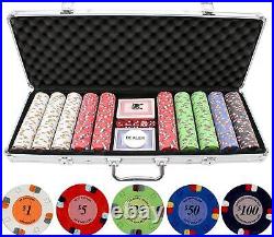 13.5g 500pc Lucky Horseshoe Clay Poker Chips Set Las Vegas Casino Quality
