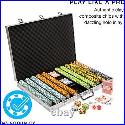 14 Gram 1000 Count Poker Set Monte Carlo 14G Clay Composite Chips with Alumi