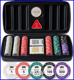14 Gram Clay Game Poker Chips Set for Texas Hold'Em, 500Pcs, Blank Chips. Leather