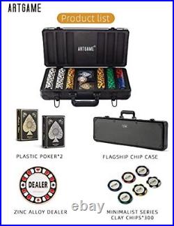 14 Gram Clay Poker Chip Set for Texas Hold'em, 300 Chips With Numbered Values