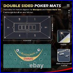14 Gram Clay Poker Chips Set with Double Sided Poker Mats for Texas Hold'em&B
