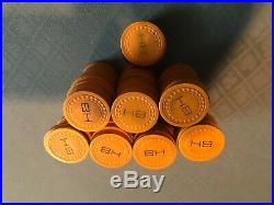 146 Vintage Clay Poker Chips Rare Orange Dot Mold