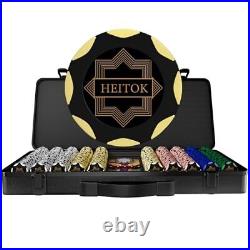 14g Clay Poker Chips Set with Durable Premium Carrying Case, 500-Piece 500PCS