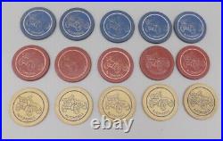 15 Rare Clay Automobile Car Poker Chips Vintage Replacement