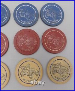 15 Rare Clay Automobile Car Poker Chips Vintage Replacement