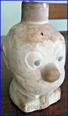1900-1920 Circa. Clay Figural Clown Bust Decanter Very Rare