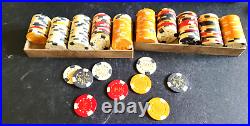 2 Racks Vintage Assorted Poker Chips Clay Composite Game Night 1.5 Round U