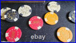 2 Racks Vintage Assorted Poker Chips Clay Composite Game Night 1.5 Round U