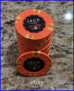 20 x Jack Cincinnati $1000 Real Paulson Clay Poker Chips 43mm RHC